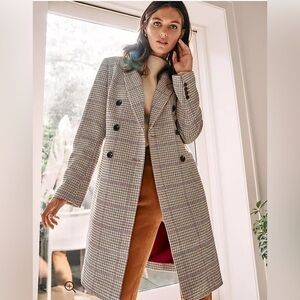 Ann Taylor Checked Double Breasted Chesterfield Coat, size M